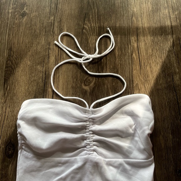 NWT Zara White Ruched Halter Bodysuit - Picture 5 of 6